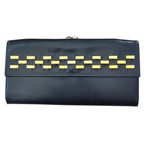 Vintage Princess Gardner Dark Leather Gold Detail Envelope Wallet Retro Basic